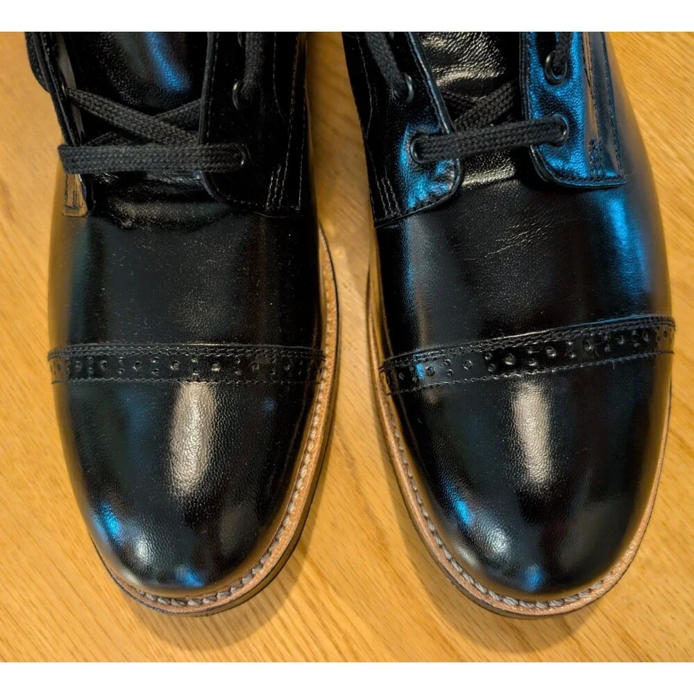 New! Stacy Adams Classic Madison Black Leather Cap Toe Dress Boot Men's Size 11D